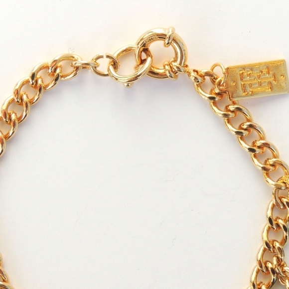 Elizabeth Taylor Simulated Jade Set Charms Bracelet - Picture 3 of 8